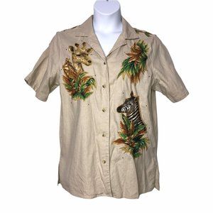 Rare Quaker Factory Vintage Safari Blouse Large